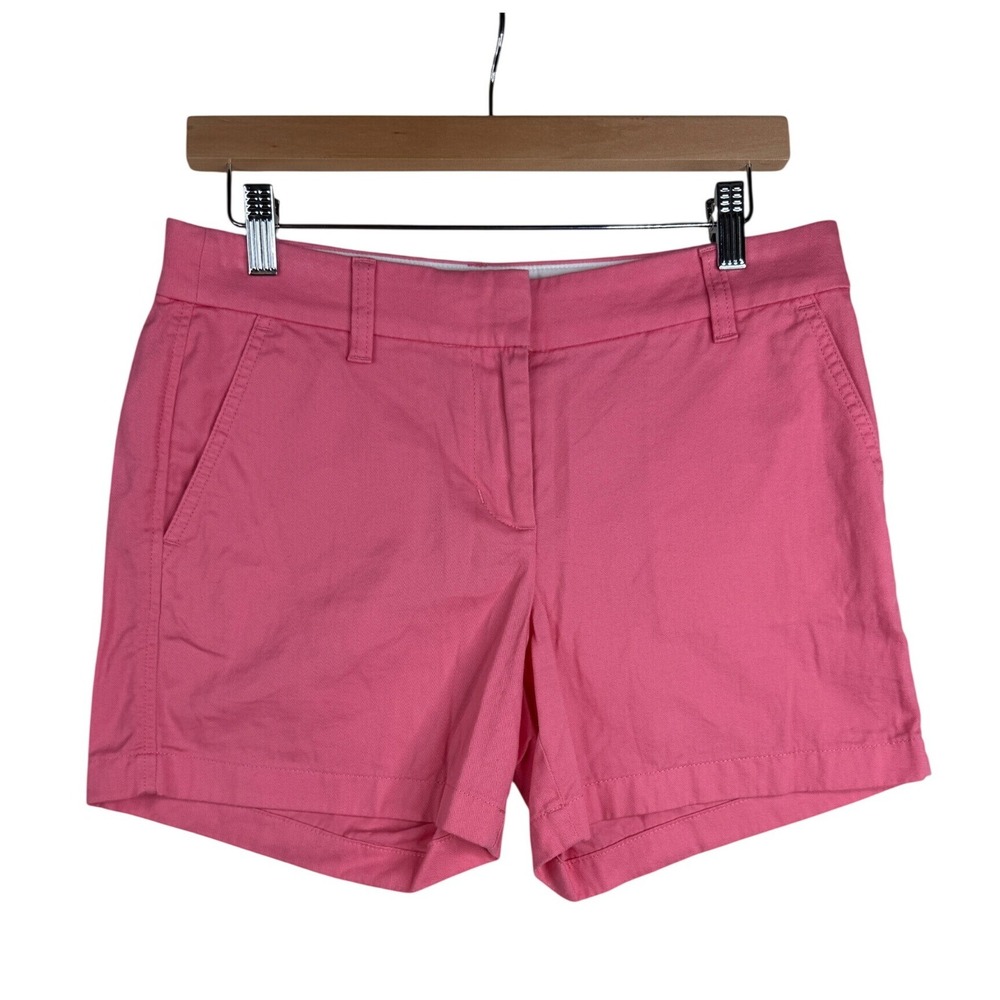 J. Crew Women's Chino Shorts size 4 Bright Pink 100%‎ Cotton 5" Inseam